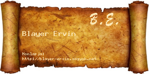 Blayer Ervin névjegykártya